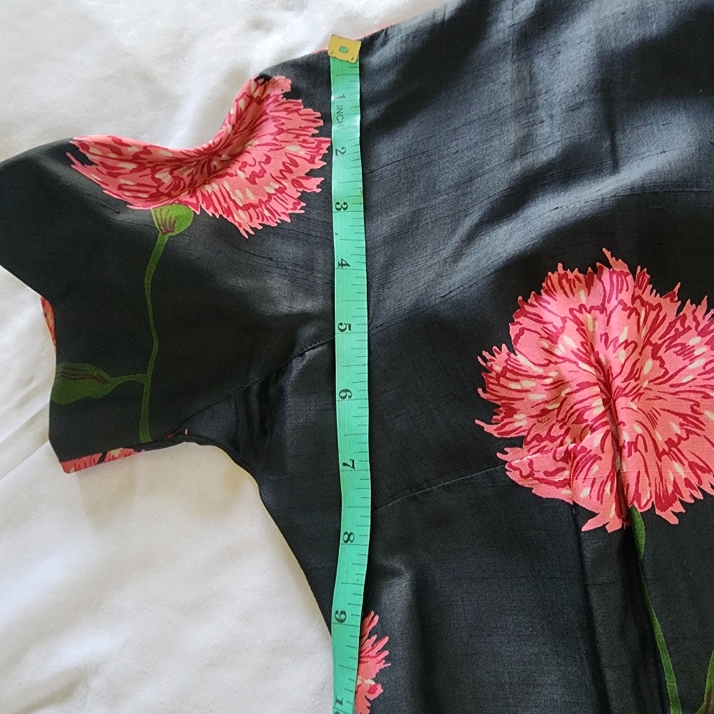 Vintage Silk Black Floral Print Dress Fashioned by Martha Clyde New York - Picture 7 of 10